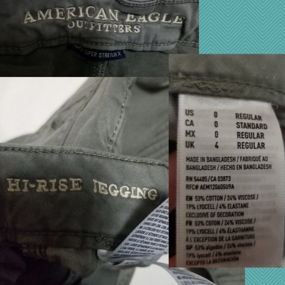 American Eagle Gray Sage Sateen Moto High Rise Jeggings - Picture 5 of 5